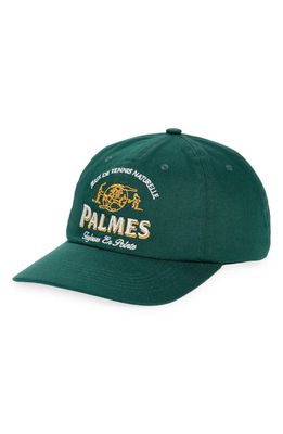 PALMES Jeux Embroidered Logo Baseball Cap in Green