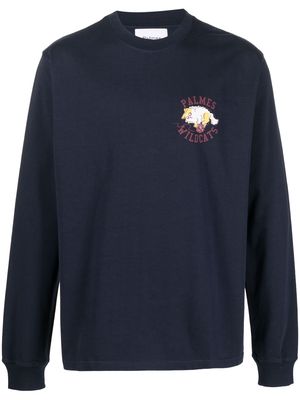 Palmes logo-print cotton sweatshirt - Blue