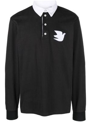 Palmes logo-print long-sleeved polo shirt - Black