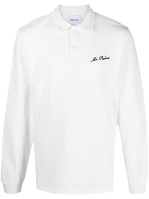 Palmes Mister LS logo-embroidered polo shirt - White