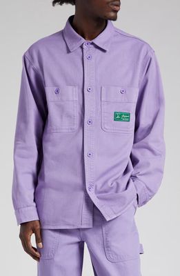 PALMES Mister Organic Cotton Twill Button-Up Overshirt in Purple Haze