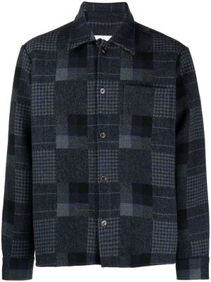 Palmes patchwork-print shirt jacket - Blue