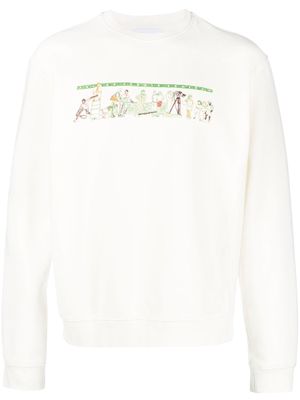 PALMES Scenery-print crew-neck sweatshirt - White