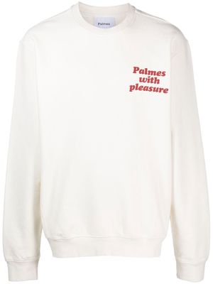 Palmes slogan-print crew-neck sweatshirt - White