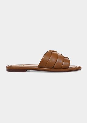 Palmetta Woven Leather Flat Sandals