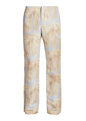 Palmu Linen-Blend Bow Print Pants