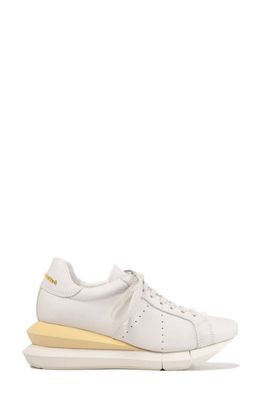 Paloma Barcelo Alenzon Wedge Sneaker in White/Gesso-S. yellow