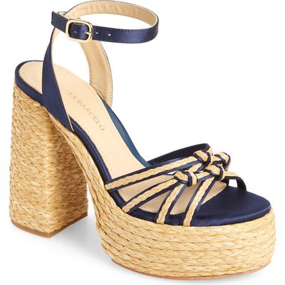 Paloma Barcelo Melha Ankle Strap Platform Sandal in Indigo 