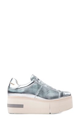 Paloma Barcelo Mirande Metallic Platform Sneaker in Leather Silver