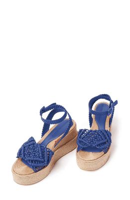 Paloma Barcelo Olivia Ankle Strap Espadrille Platform Wedge Sandal in Blue