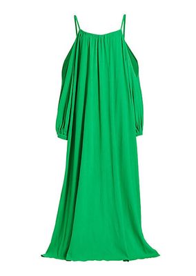 Paloma Exposed-Shoulder & Puff-Sleeve Maxi Dress