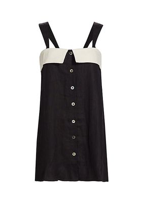 Paloma Linen Button-Front Minidress