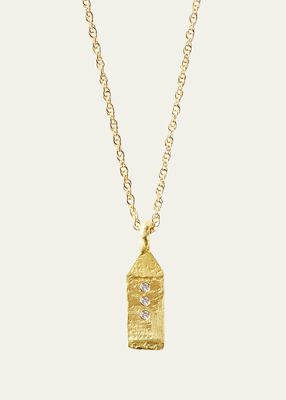 Paloma Maison Small Tag Necklace in 18K Solid Yellow Gold with Top Wesselton VVS Diamonds