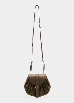 Paloma Ruched Mix-Leather Crossbody Bag