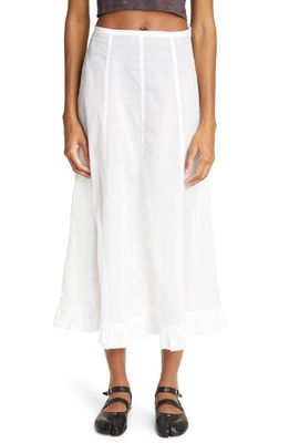 Paloma Wool Andolini Ruffle Hem Cotton Voile Midi Skirt in Off-White