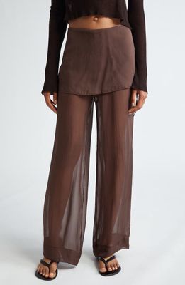 Paloma Wool Archive Layered Silk Trousers in Brown 