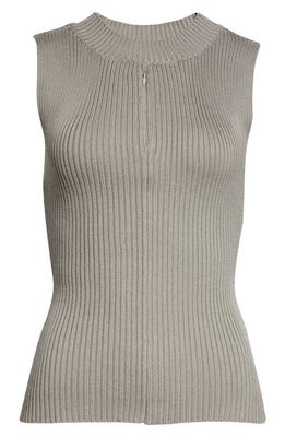 Paloma Wool Atori Zip Keyhole Organic Cotton Rib Sleeveless Sweater in Dark Grey