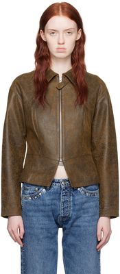 Paloma Wool Brown Fabia Leather Jacket