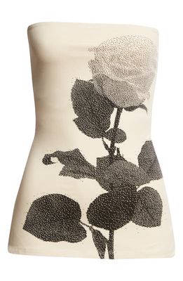Paloma Wool Conxita Rose Print Strapless Top in Ecru