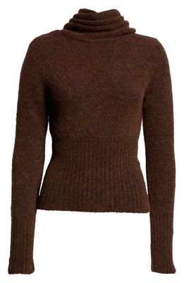 Paloma Wool Fico Scarf Tie Convertible Alpaca & Merino Wool Blend Sweater in Brown