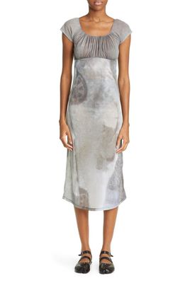 Paloma Wool Flip Sheer Cap Sleeve Organic Cotton Blend Midi Dress in Light Grey