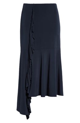 Paloma Wool Gelly Cascade Ruffle Asymmetric Jersey Skirt in Dark Navy