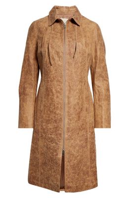 Paloma Wool Ginevra Lambskin Leather Coat in Beige