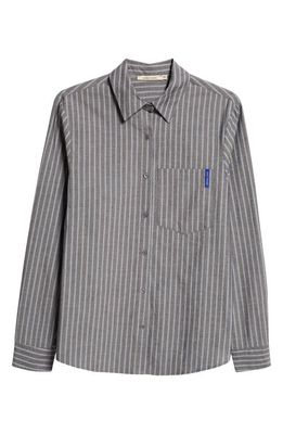 Paloma Wool Maiko Stripe Long Sleeve Organic Cotton Button-Up Shirt in Melange Grey