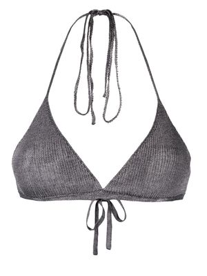 Paloma Wool metallic-effect knitted bikini top - Grey