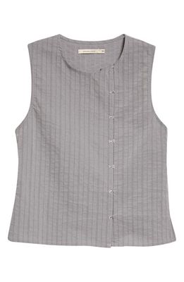 Paloma Wool Mufi Asymmetric Sleeveless Stripe Cotton Blend Blouse in Grey