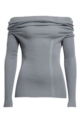 Paloma Wool Palmer Rib Off the Shoulder Sweater in Grey
