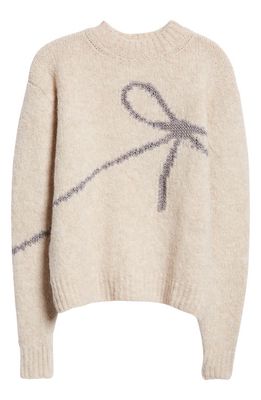 Paloma Wool Tana Ribbon Intarsia Crewneck Sweater in Ecru