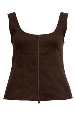 Paloma Wool Taurs Sleeveless Cotton Zip Top in Brown