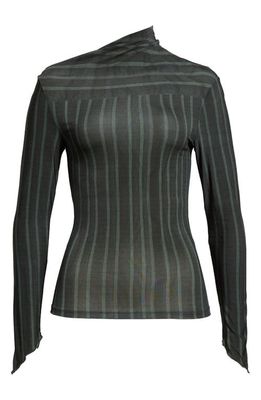 Paloma Wool Viernes Stripe Asymmetric Top in Dark Grey