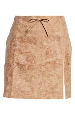 Paloma Wool Vittoria Lambskin Leather Miniskirt in Beige