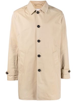 Paltò button-fastening single-breasted coat - Brown