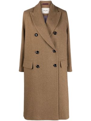 Paltò double-breasted wool-blend coat - Brown