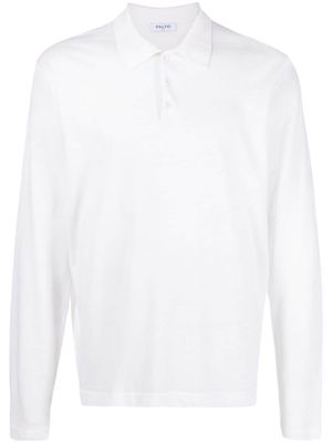 Paltò long-sleeved cotton-linen polo shirt - White