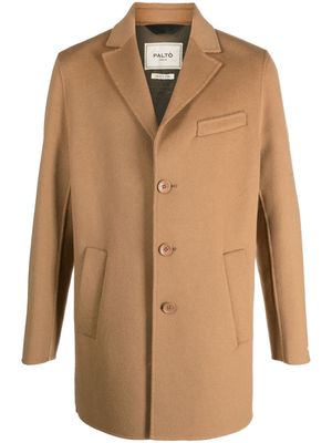 Paltò single-breasted wool-blend coat - Brown