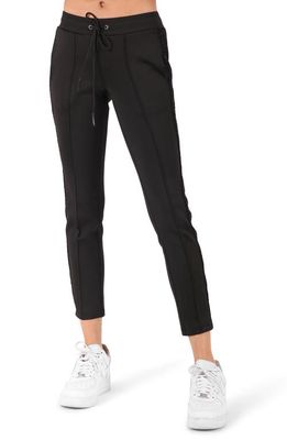 Pam & Gela Metallic Bouclé Stripe Crop Pants in Black