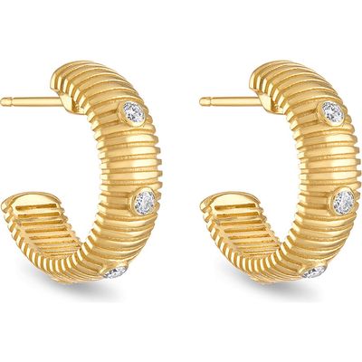 Pamela Zamore Clio Diamond Small Hoop Earrings in Gold 