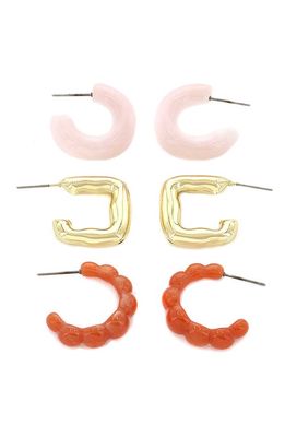Panacea Assorted 3-Pack Hoop Earrings in Pink