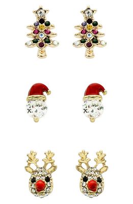 Panacea Assorted Set of 3 Christmas Stud Earrings in Multi