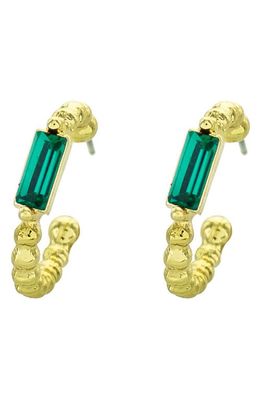 Panacea Baguette Crystal Hoop Earrings in Green