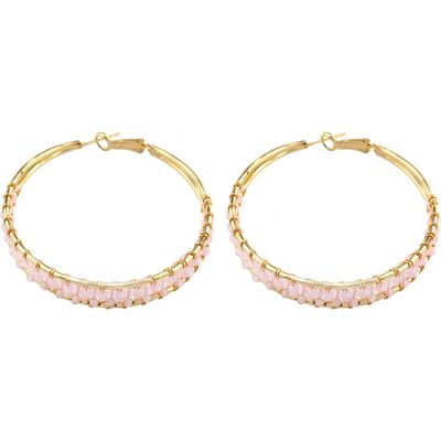 Panacea Bead Hoop Earrings in Pink 