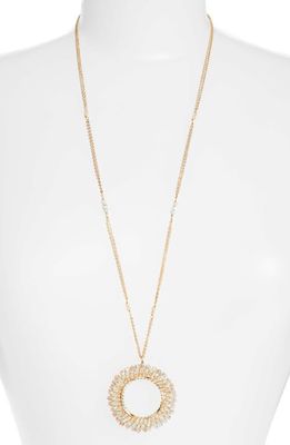 Panacea Beaded Circle Pendant Necklace in Gold/Multi