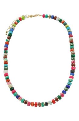 Panacea Beaded Stone Necklace in Gold/Multi Stones 