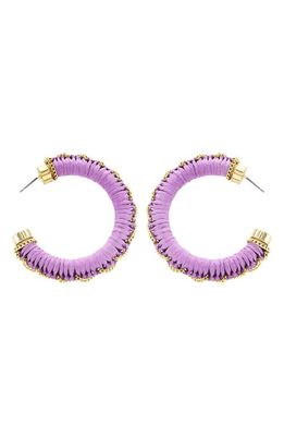 Panacea Chain & Raffia Hoop Earrings in Purple
