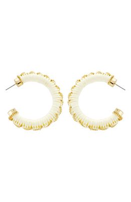 Panacea Chain & Raffia Wrap Hoop Earrings in White