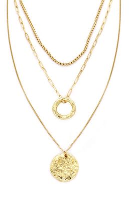 Panacea Circle Pendant Layered Necklace in Gold 